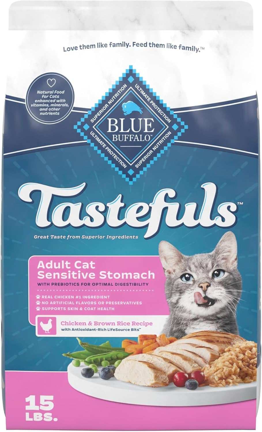 Sensitive Stomach Natural Adult Dry Cat Food, Chicken & Brown Rice